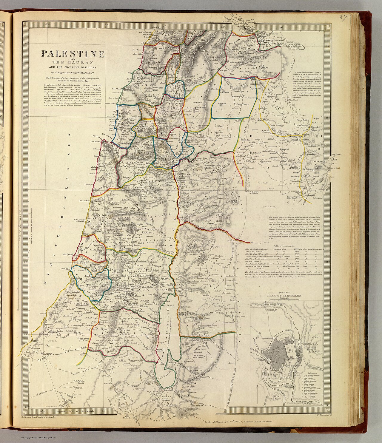 Een vroege 19e-eeuwse Britse kaart van Palestina en omliggende gebieden, die de regio toont vóór de grote demografische veranderingen van de 20e eeuw.