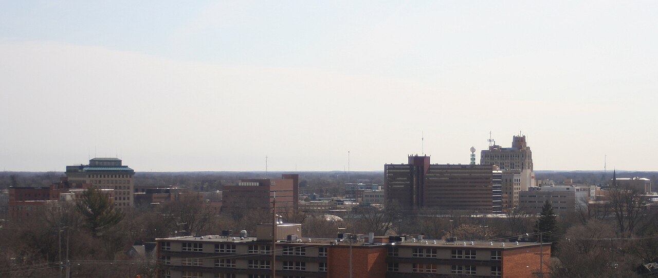 Vista urbana de Flint, Michigan, em 2022.