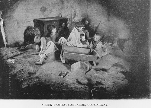 Một gia đình Ailen ốm yếu ở Carraroe, Hạt Galway, phơi bày sự tàn khốc của nạn đói và bệnh tật. Những cảnh tượng như thế này là phổ biến trên khắp miền tây Ireland.