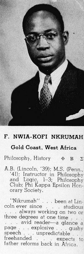 Kwame Nkrumah (damals Francis Nwia Kofi Ngonloma) im Jahrbuch der Lincoln University, 1942.