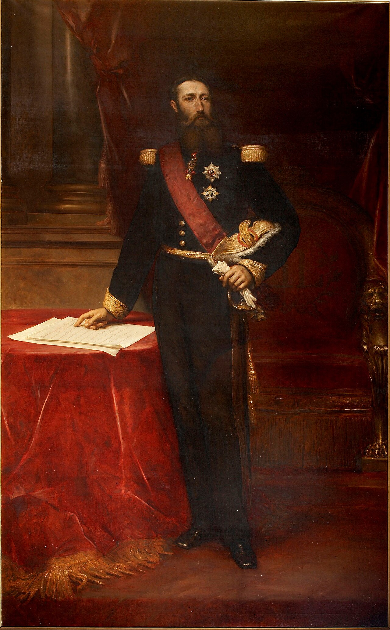 Re Leopoldo II nel 1875, all'apice della sua fase di pianificazione coloniale. Ritratto di Louis Gallait.