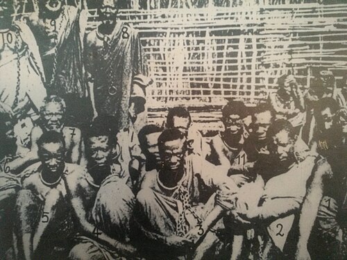 Picha ya kihistoria ya mashujaa wa Vita ya Maji Maji kabla ya kunyongwa na Wajerumani mnamo Februari 1906