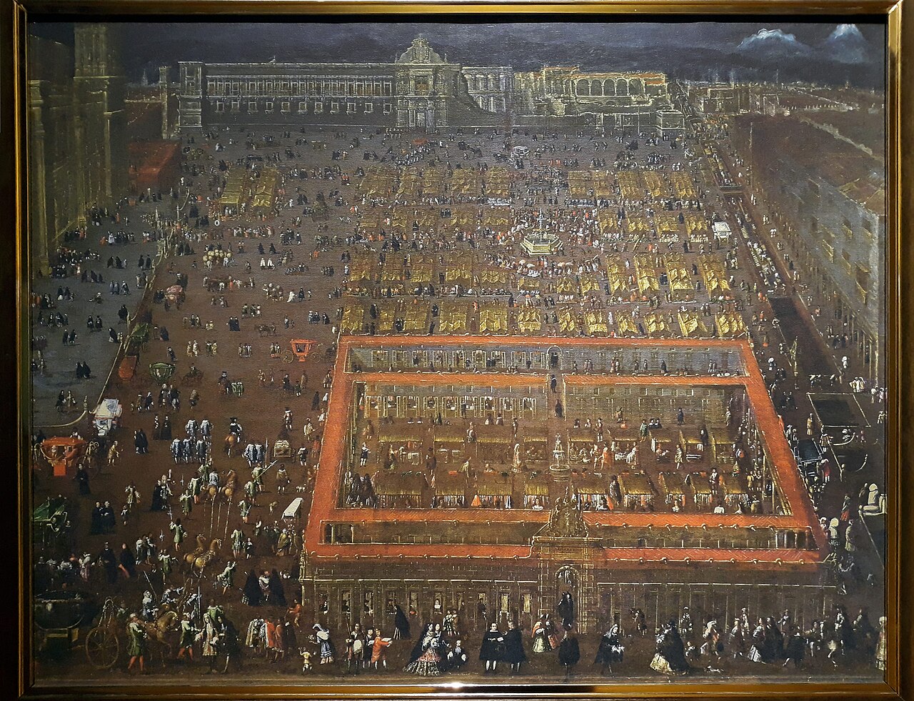 Vista de la Plaza Mayor de la Ciudad de México por Cristóbal de Villalpando en 1695, evidenciando las tensiones urbanas coloniales