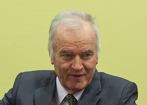 Ratko Mladić na sali sądowej MTSI w Hadze podczas procesu w maju 2012 roku