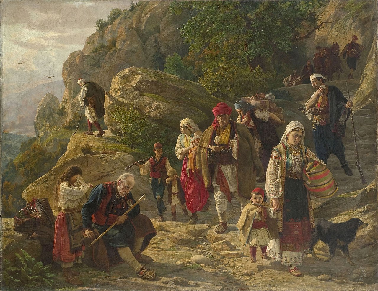 1889年,塞尔维亚画家乌罗什·普雷迪奇的作品《黑塞哥维那的难民》,描绘了在奥斯曼帝国统治下的起义后流离失所的斯拉夫基督徒。