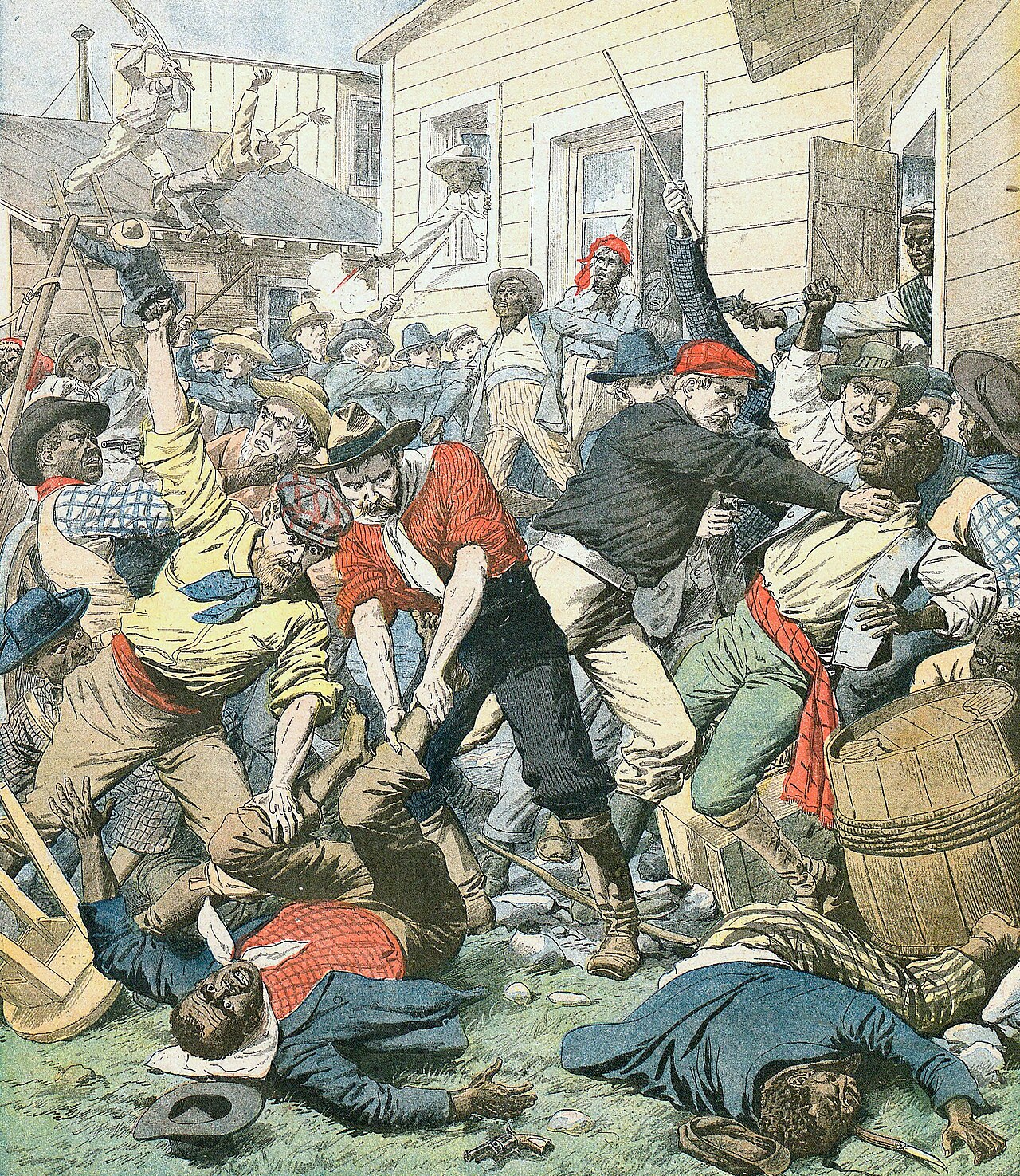 Fransız gazetesi Le Petit Journal'ın kapağında ABD'deki ırkçı şiddet tasviri, 1906. Tulsa'dan önce de bu tür olaylar yaygındı.