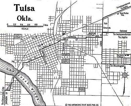 1920 Tulsa haritası. Greenwood Bölgesi, Tulsa'nın kuzeyinde yer alıyordu.