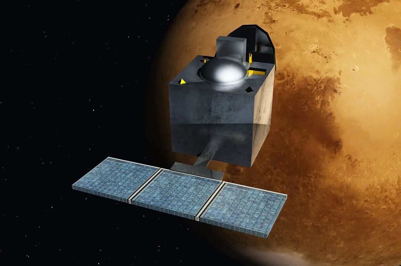 Indiens Mars Orbiter Sonde, die 2014 bei ihrem ersten Versuch die Marsumlaufbahn erreichte Indiens Mars Orbiter Sonde, die 2014 bei ihrem ersten Versuch die Marsumlaufbahn erreichte